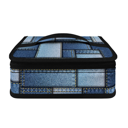 Patchwork Denim Jeans Pattern Print Small Lunch Bag