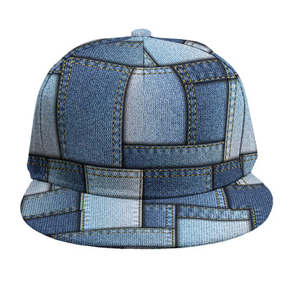 Patchwork Denim Jeans Pattern Print Snapback Cap