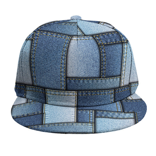 Patchwork Denim Jeans Pattern Print Snapback Cap