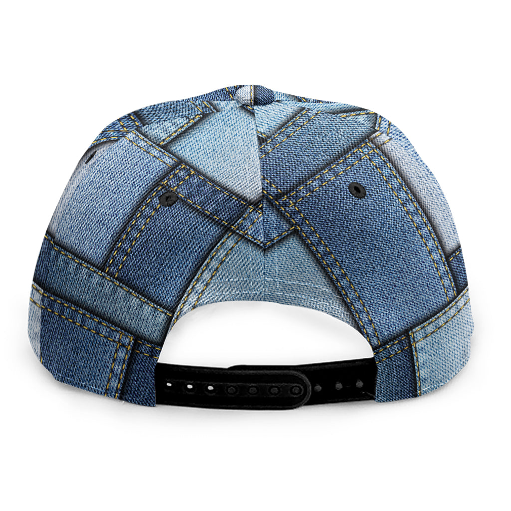 Patchwork Denim Jeans Pattern Print Snapback Cap