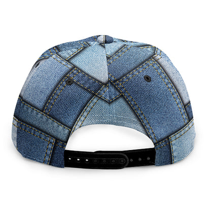 Patchwork Denim Jeans Pattern Print Snapback Cap