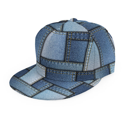 Patchwork Denim Jeans Pattern Print Snapback Cap