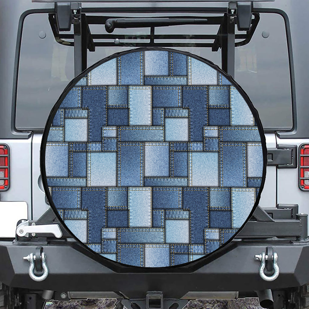 Patchwork Denim Jeans Pattern Print Tire Cover