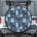 Patchwork Denim Jeans Pattern Print Tire Cover With Camera Hole