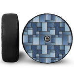 Patchwork Denim Jeans Pattern Print Tire Cover With Camera Hole