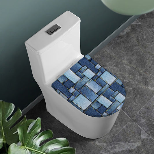 Patchwork Denim Jeans Pattern Print Toilet Lid Cover