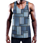 Patchwork Denim Jeans Pattern Print Training Tank Top