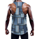 Patchwork Denim Jeans Pattern Print Training Tank Top