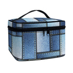 Patchwork Denim Jeans Pattern Print Travel Makeup Bag