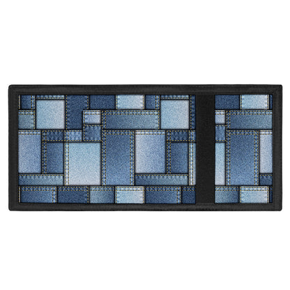 Patchwork Denim Jeans Pattern Print Trifold Wallet