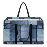 Patchwork Denim Jeans Pattern Print Utility Tote Bag