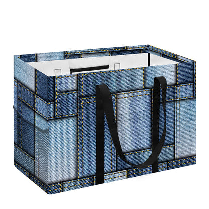 Patchwork Denim Jeans Pattern Print Utility Tote Bag