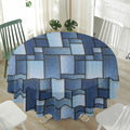Patchwork Denim Jeans Pattern Print Waterproof Round Tablecloth