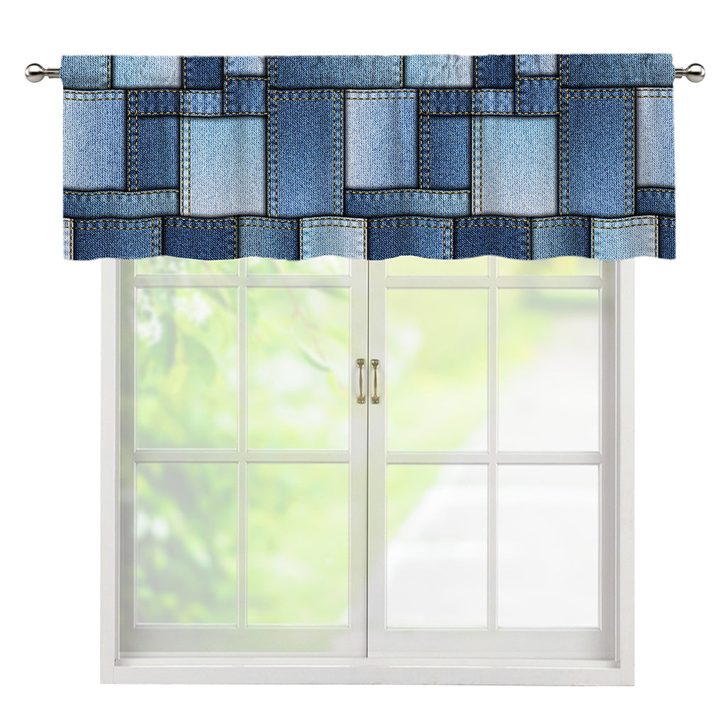 Patchwork Denim Jeans Pattern Print Window Valance