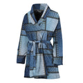 Patchwork Denim Jeans Pattern Print Women's Bathrobe