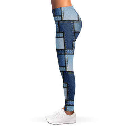 Patchwork Denim Jeans Pattern Print Women's Leggings