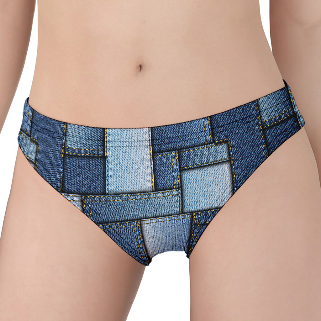 Patchwork Denim Jeans Pattern Print Women's Panties