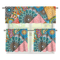 Patchwork Mandala Bohemian Pattern Print 3 Piece Kitchen Curtains