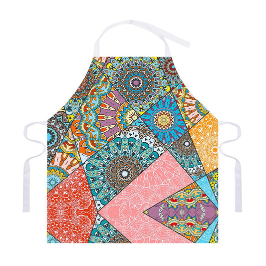 Patchwork Mandala Bohemian Pattern Print Adjustable Apron