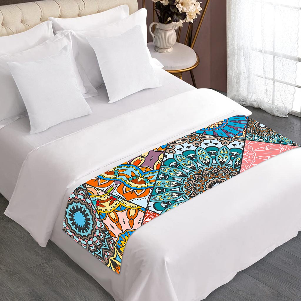 Patchwork Mandala Bohemian Pattern Print Bed Runner