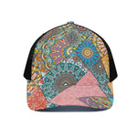 Patchwork Mandala Bohemian Pattern Print Black Mesh Trucker Cap