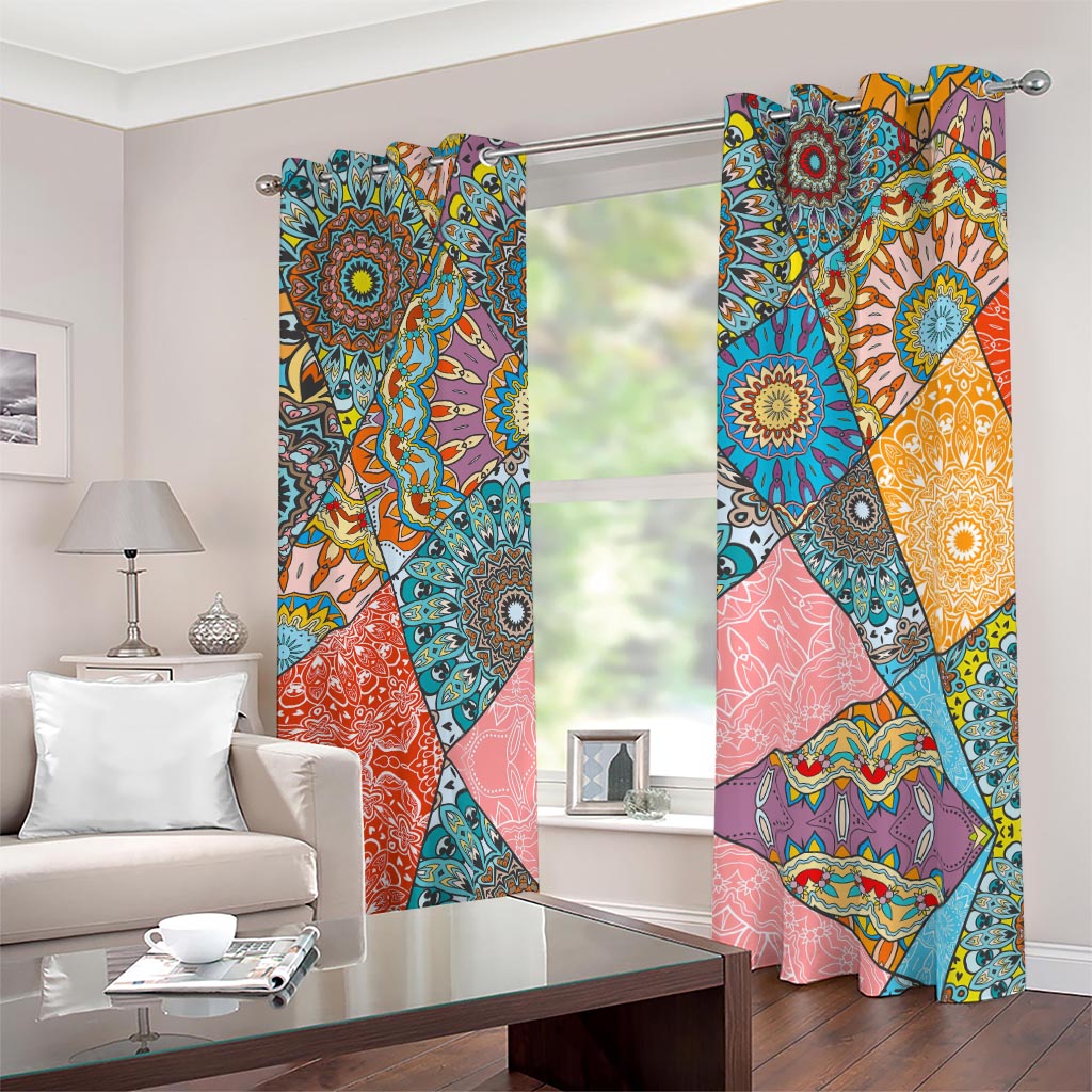 Patchwork Mandala Bohemian Pattern Print Blackout Grommet Curtains