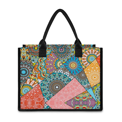 Patchwork Mandala Bohemian Pattern Print Canvas Tote Bag