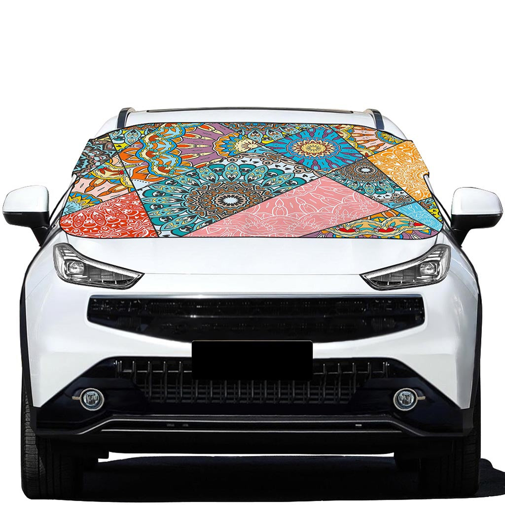 Patchwork Mandala Bohemian Pattern Print Car Windshield Snow Cover