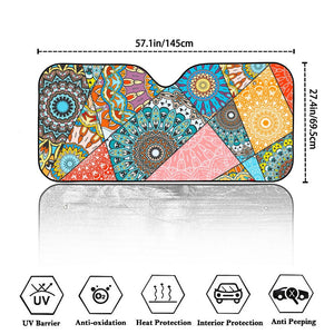 Patchwork Mandala Bohemian Pattern Print Car Windshield Sun Shade