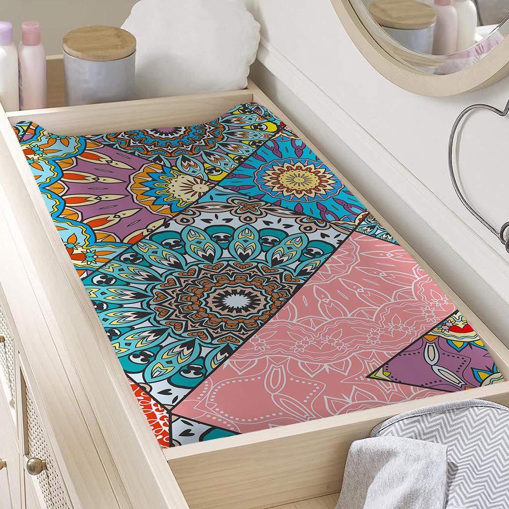 Patchwork Mandala Bohemian Pattern Print Changing Pad Cover