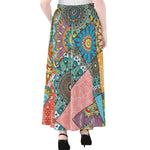 Patchwork Mandala Bohemian Pattern Print Chiffon Maxi Skirt