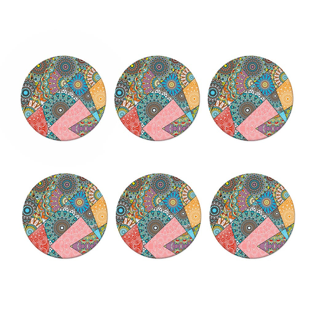 Patchwork Mandala Bohemian Pattern Print Coaster Set