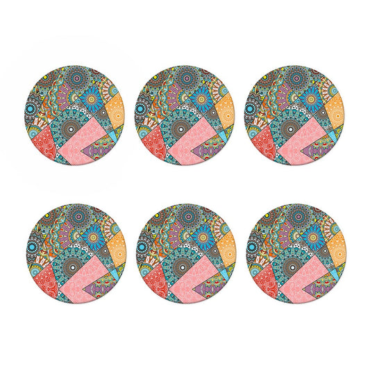 Patchwork Mandala Bohemian Pattern Print Coaster Set
