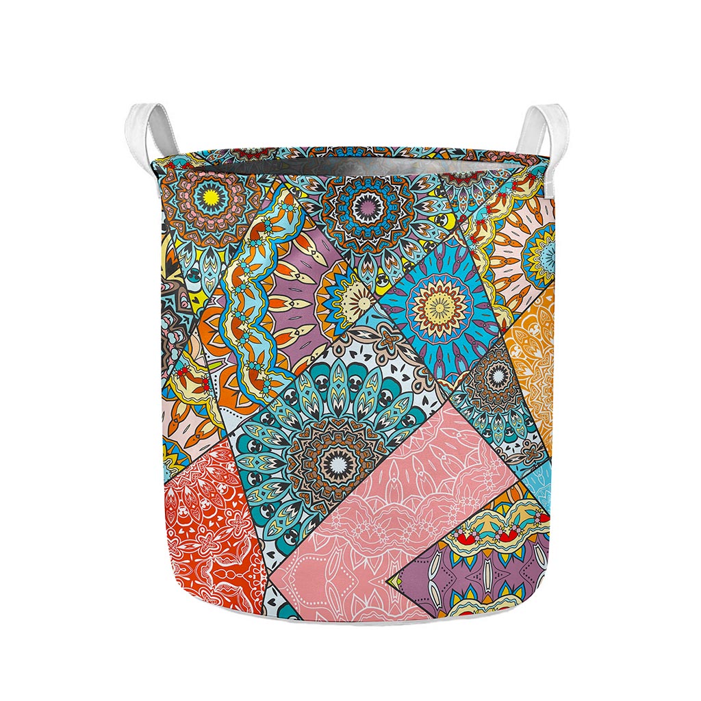 Patchwork Mandala Bohemian Pattern Print Collapsible Laundry Basket