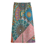 Patchwork Mandala Bohemian Pattern Print Cotton Front Slit Maxi Skirt