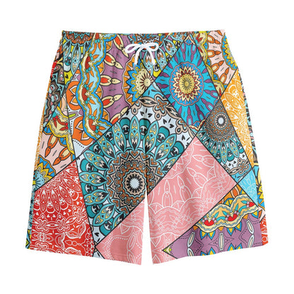 Patchwork Mandala Bohemian Pattern Print Cotton Shorts