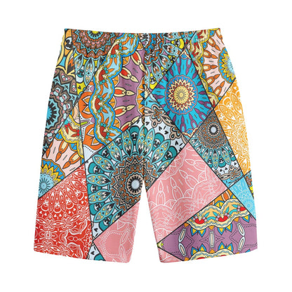 Patchwork Mandala Bohemian Pattern Print Cotton Shorts