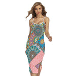 Patchwork Mandala Bohemian Pattern Print Cross Back Cami Dress
