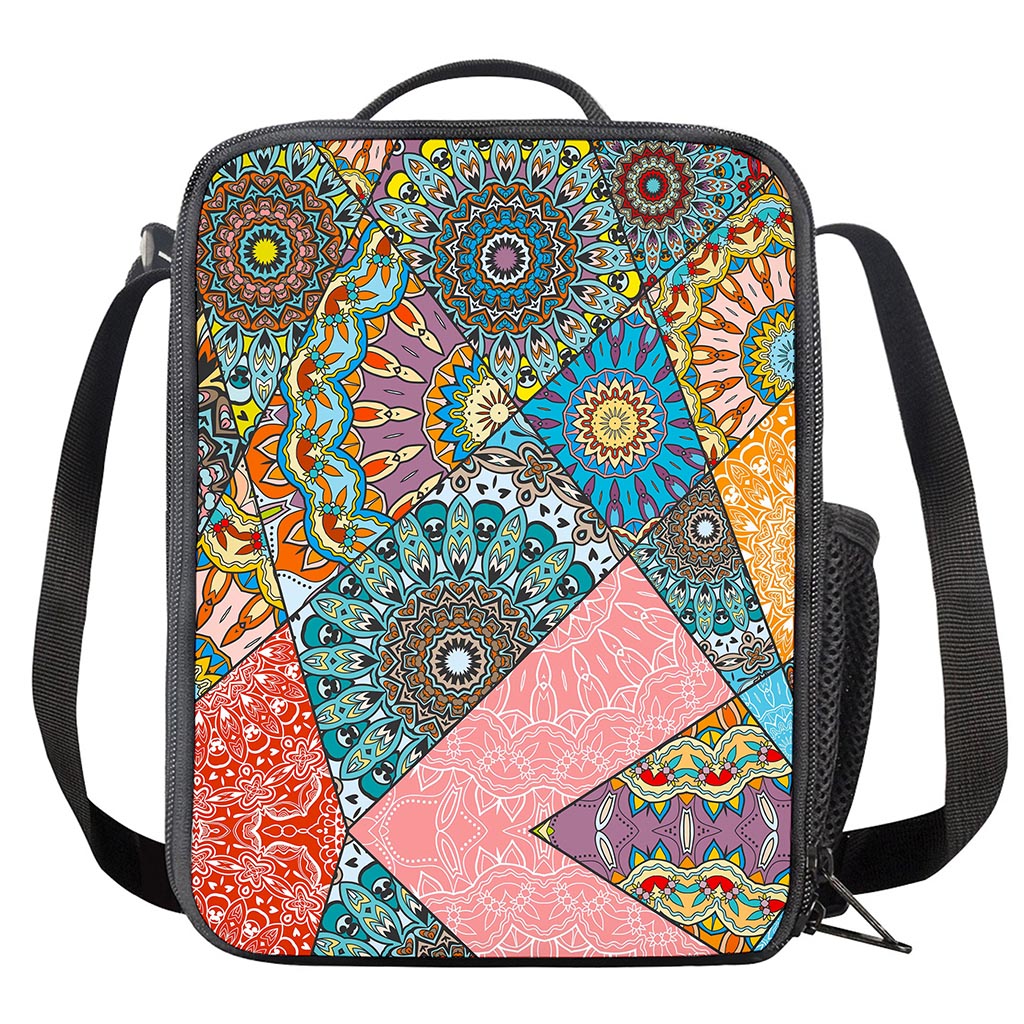 Patchwork Mandala Bohemian Pattern Print Crossbody Lunch Bag