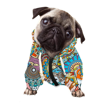 Patchwork Mandala Bohemian Pattern Print Dog Zip Up Hoodie