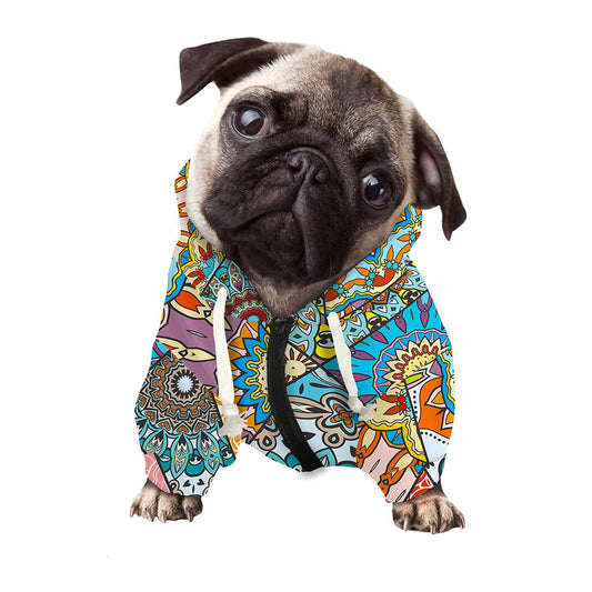 Patchwork Mandala Bohemian Pattern Print Dog Zip Up Hoodie