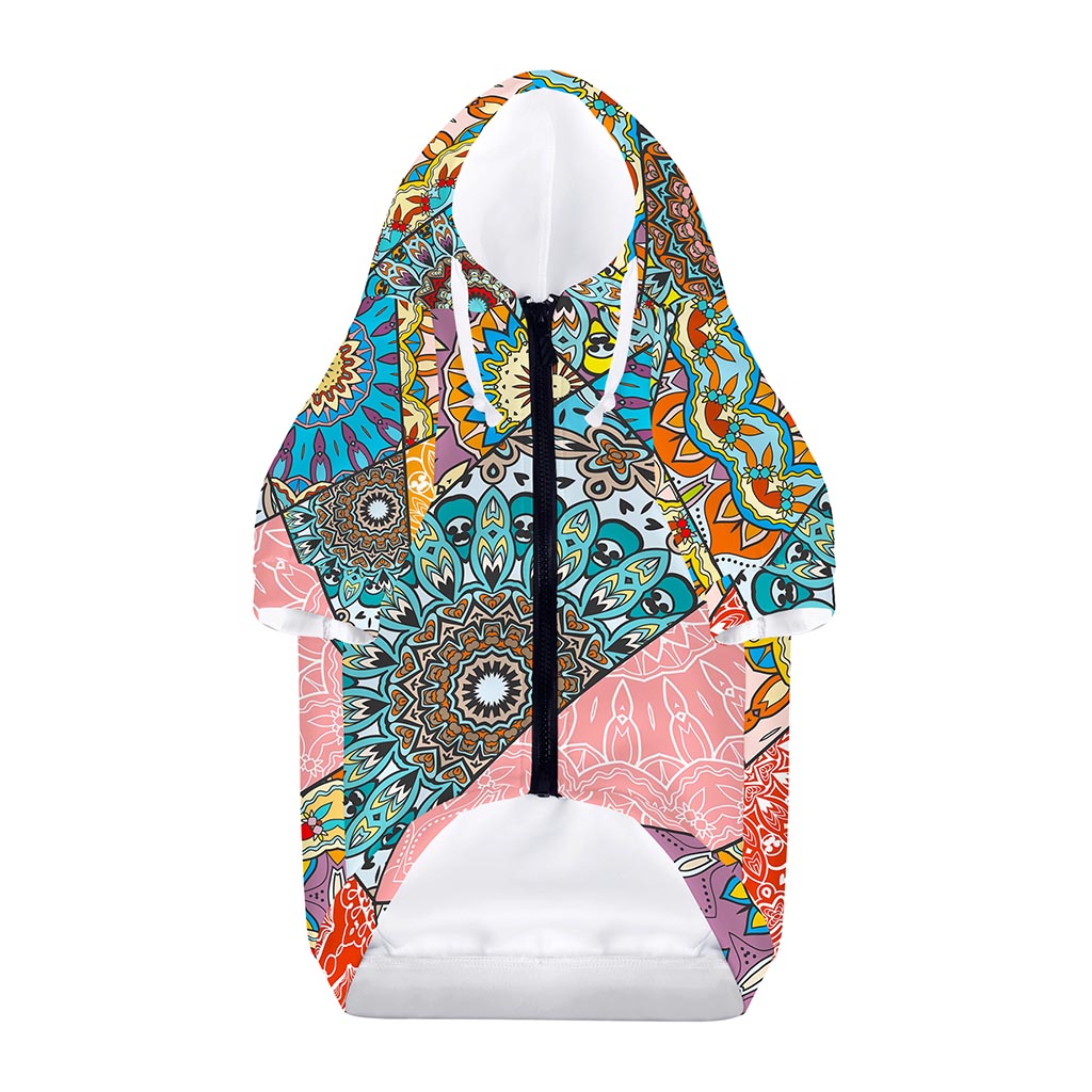Patchwork Mandala Bohemian Pattern Print Dog Zip Up Hoodie