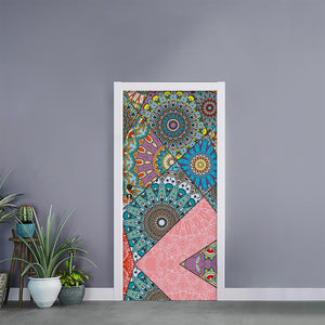 Patchwork Mandala Bohemian Pattern Print Door Sticker