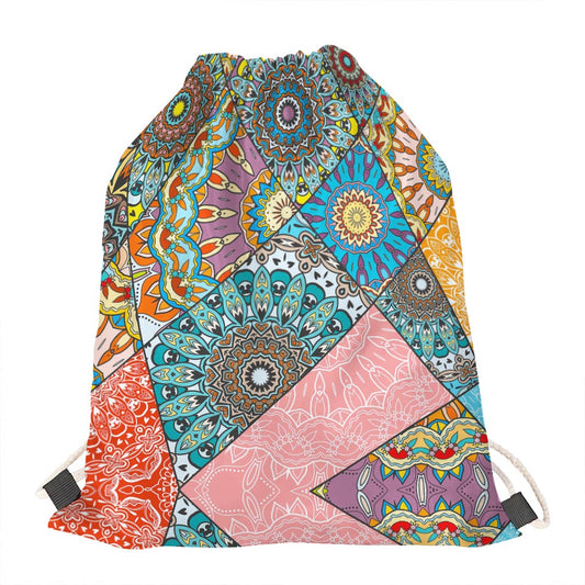 Patchwork Mandala Bohemian Pattern Print Drawstring Bag