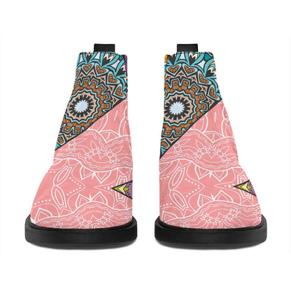 Patchwork Mandala Bohemian Pattern Print Flat Ankle Boots