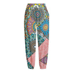 Patchwork Mandala Bohemian Pattern Print Fleece Lined Knit Pants