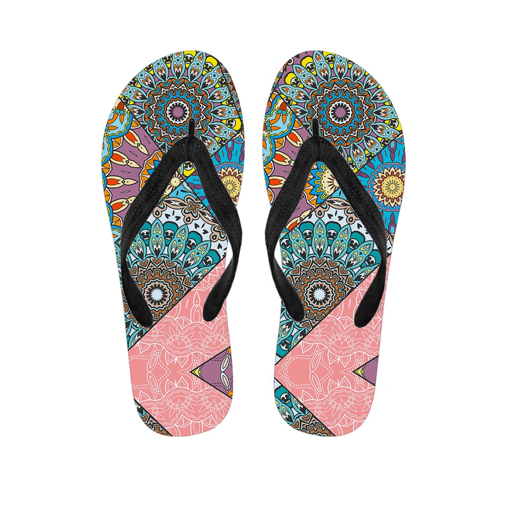 Patchwork Mandala Bohemian Pattern Print Flip Flops