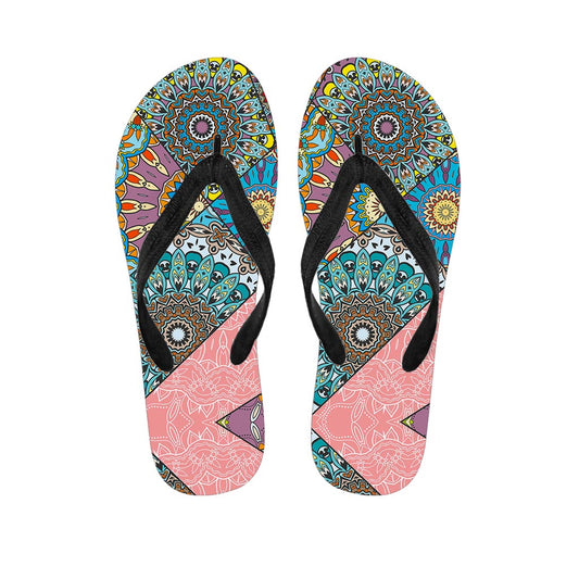 Patchwork Mandala Bohemian Pattern Print Flip Flops