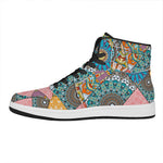 Patchwork Mandala Bohemian Pattern Print High Top Leather Sneakers