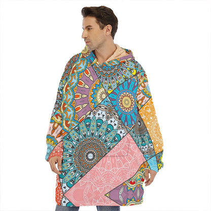 Patchwork Mandala Bohemian Pattern Print Hoodie Blanket